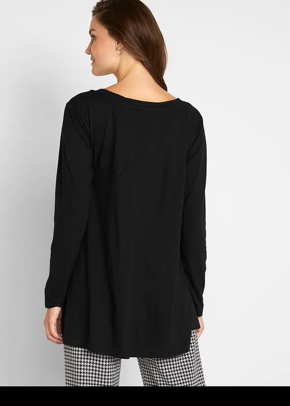 Maglia a maniche lunghe in misto cotone e viscosa, bonprix
