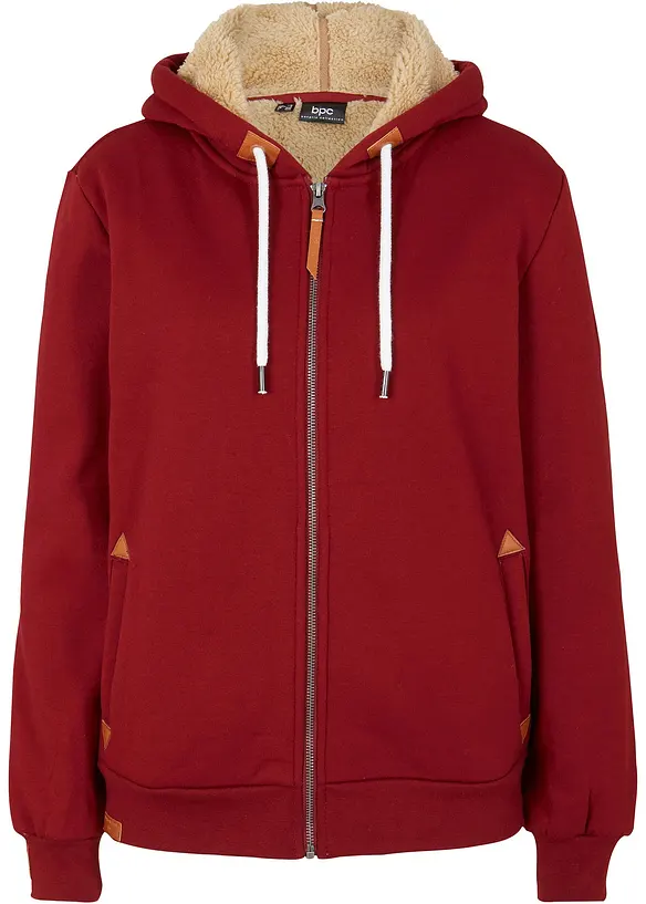 Felpa con zip e fodera teddy, bonprix