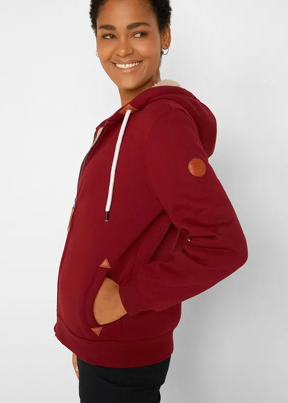 Felpa con zip e fodera teddy, bonprix