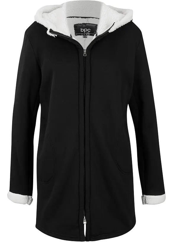 Felpa con zip e cappuccio in pile teddy, bonprix