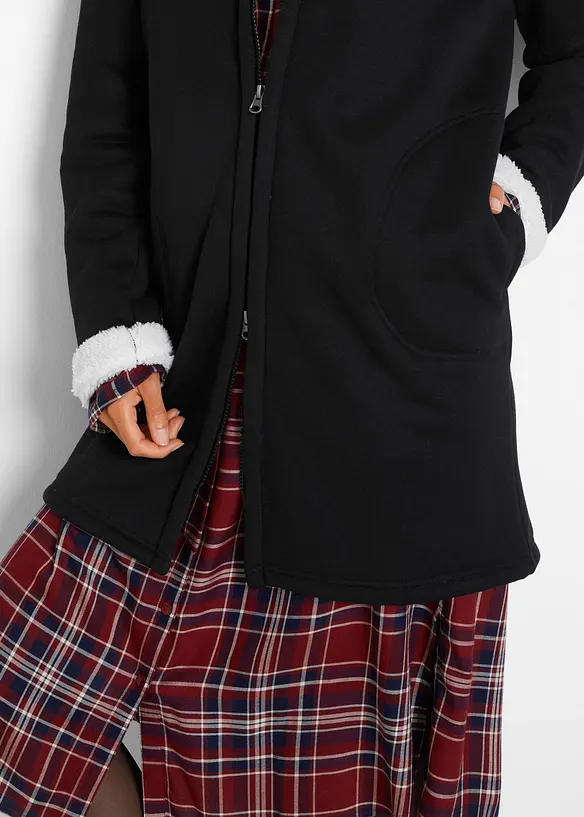 Felpa con zip e cappuccio in pile teddy, bonprix