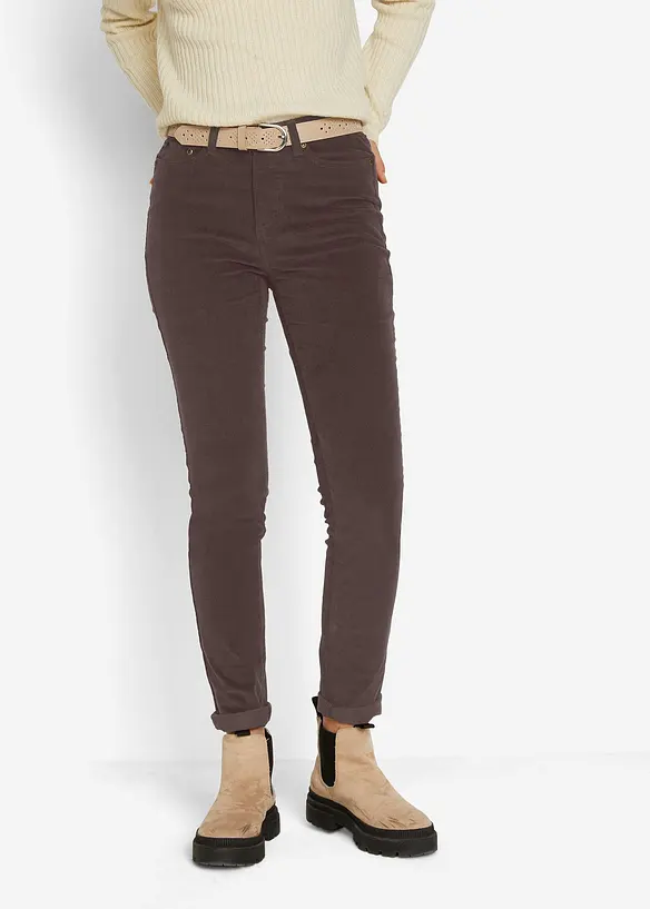 Pantaloni di velluto a coste elasticizzato, skinny, bonprix