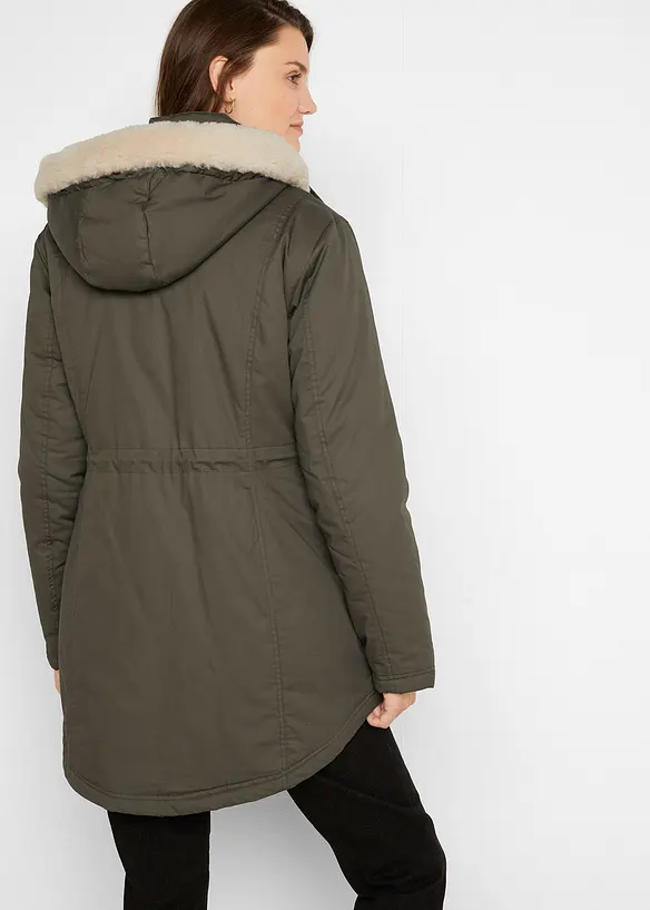 Parka imbottito con ecopelliccia, bonprix
