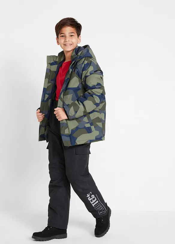 Pantaloni cargo funzionali impermeabili con bretelle e fodera calda, bonprix