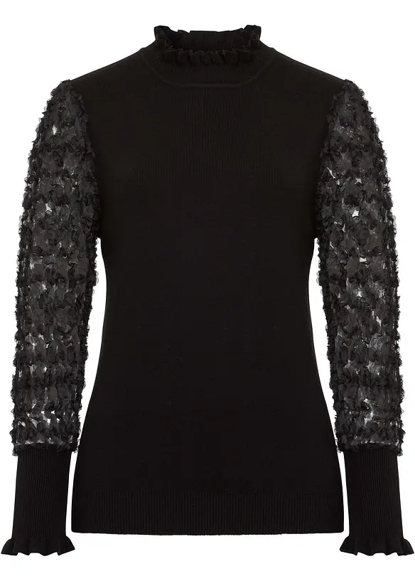 Maglione a collo alto in misto viscosa fluente, bonprix