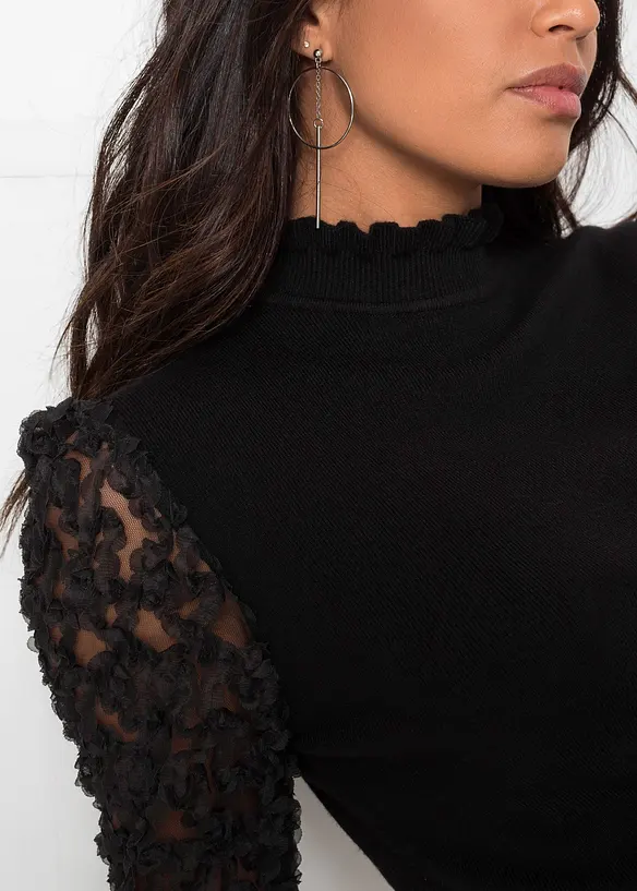 Maglione a collo alto in misto viscosa fluente, bonprix