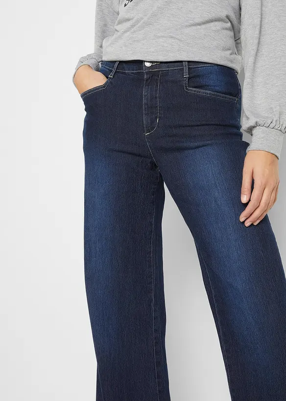 Jeans wide leg elasticizzati, vita media, bonprix