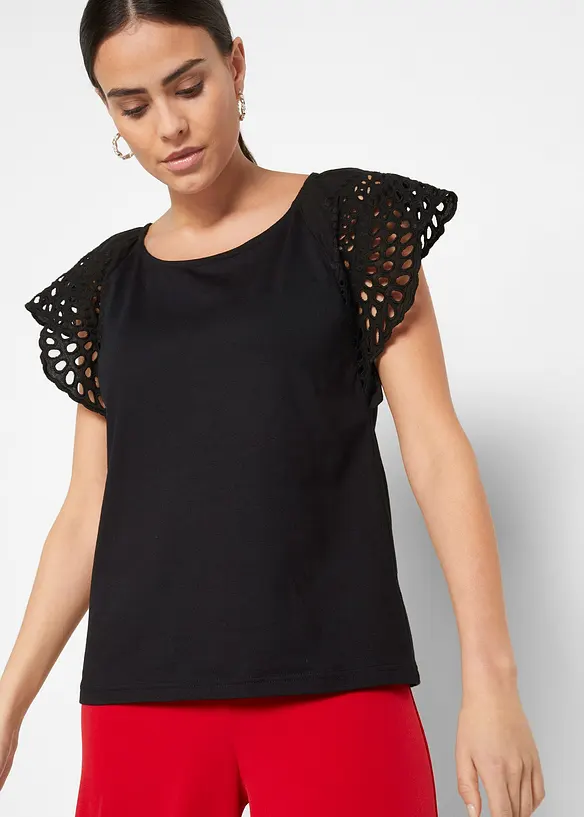 Maglia con ricami traforati, bonprix