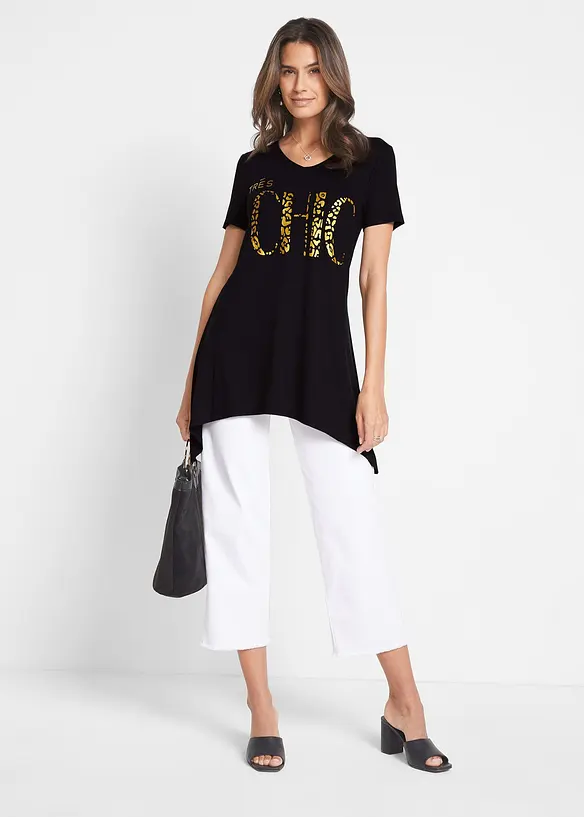 Maglia asimmetrica con stampa lucida, bonprix