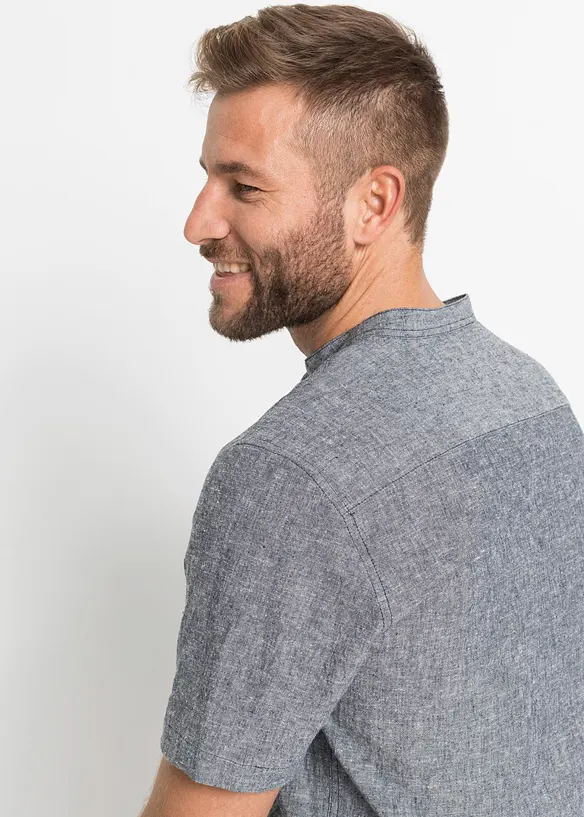 Camicia in misto lino a maniche corte, bonprix