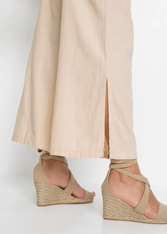 Pantaloni larghi in misto lino, bonprix