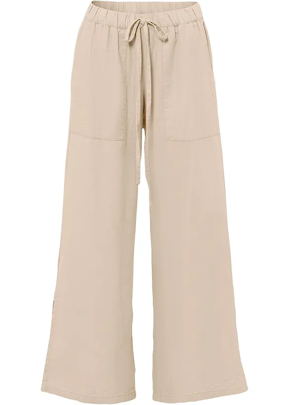 Pantaloni larghi in misto lino, bonprix