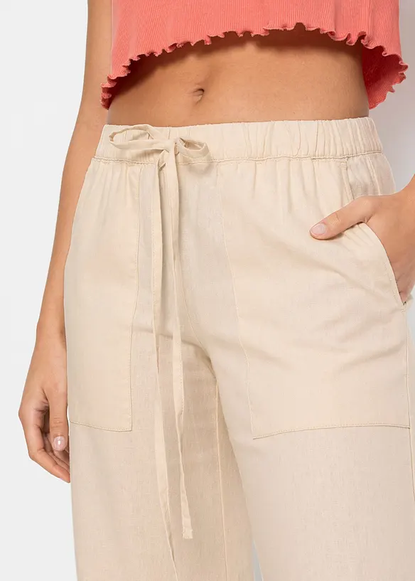 Pantaloni larghi in misto lino, bonprix