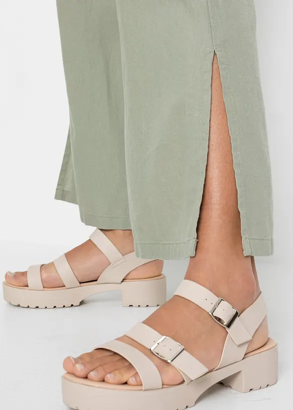 Pantaloni larghi in misto lino, bonprix
