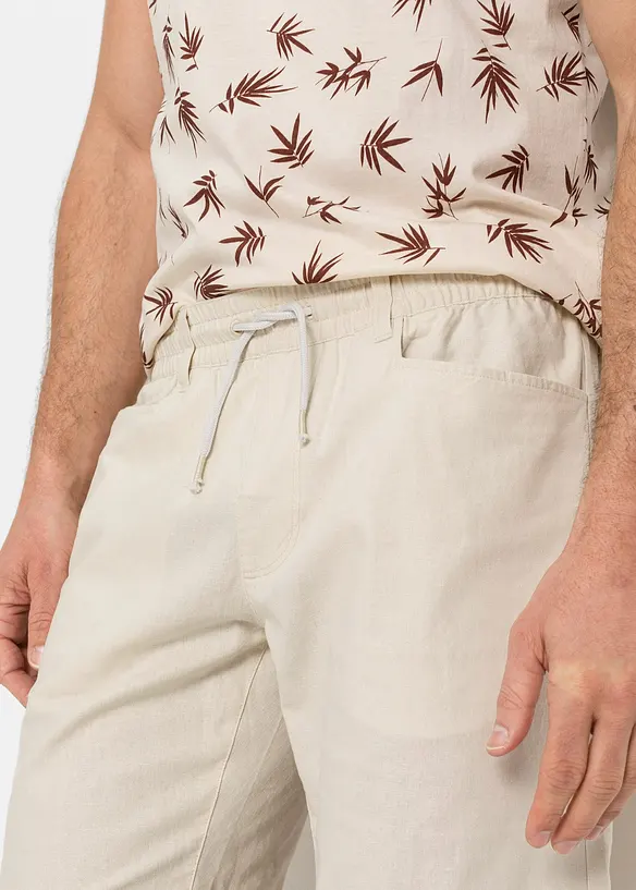 Bermuda con elastico in vita in misto lino, regular fit, bonprix