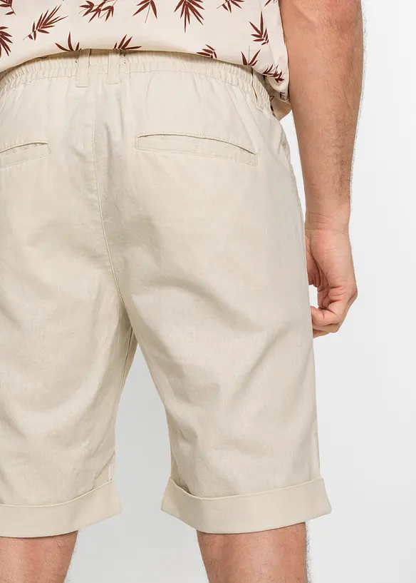 Bermuda con elastico in vita in misto lino, regular fit, bonprix