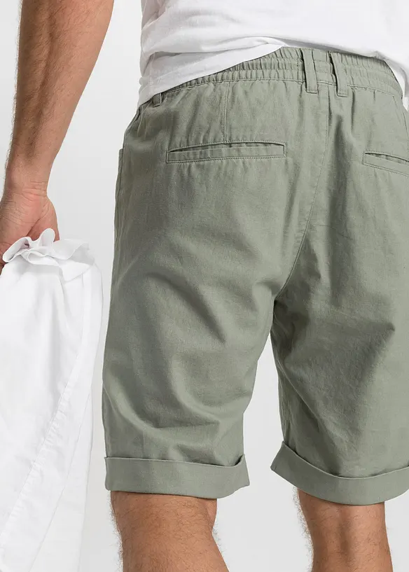 Bermuda con elastico in vita in misto lino, regular fit, bonprix