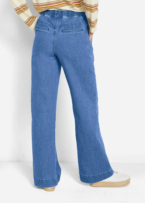 Jeans elasticizzati wide leg, vita media, bonprix