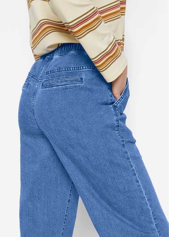 Jeans elasticizzati wide leg, vita media, bonprix