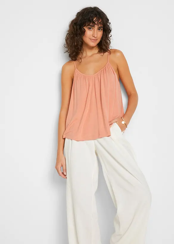 Top con spalline sottili in viscosa fluente, bonprix