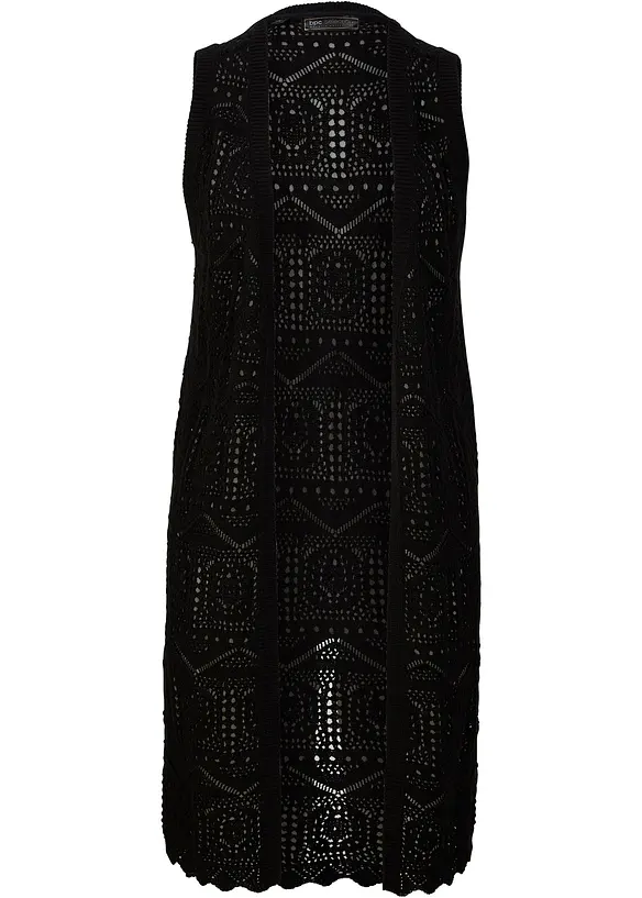 Gilet lungo in maglia traforata, bonprix