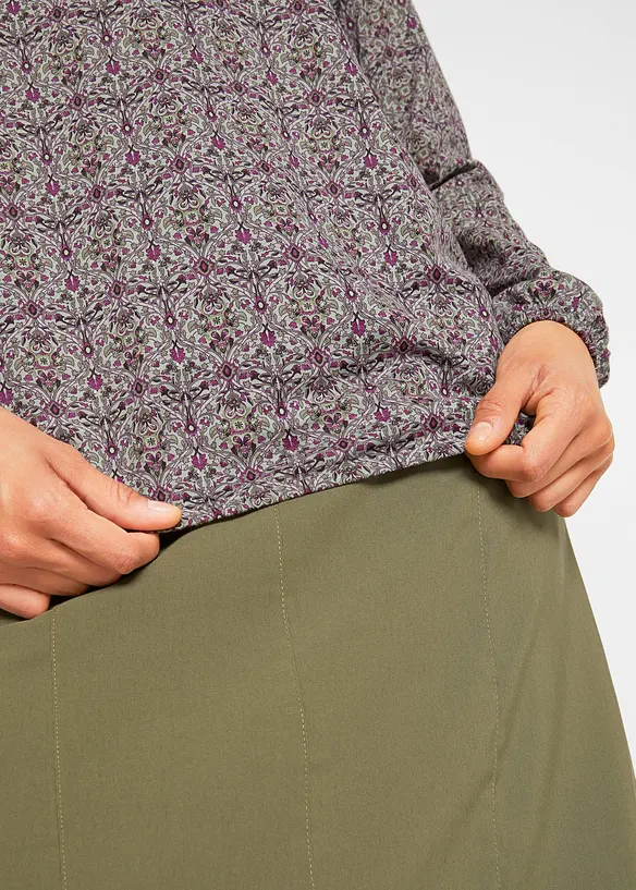 Maglia serafino fantasia a maniche lunghe, bonprix