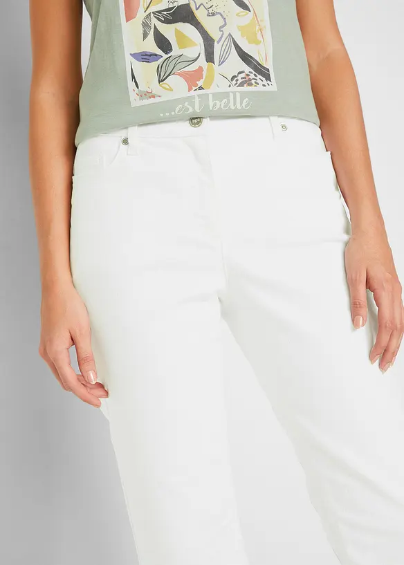 Bermuda in jeans elasticizzati con fondo arrotolato, bonprix