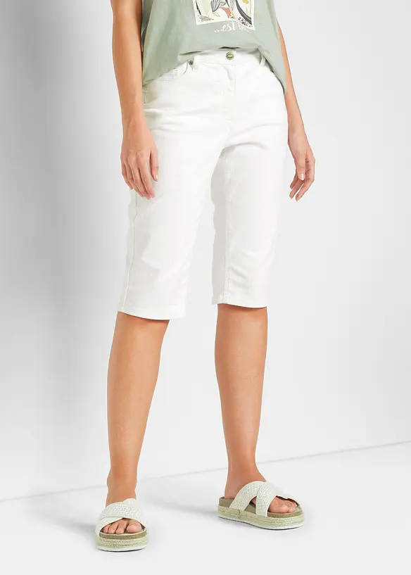 Bermuda in jeans elasticizzati con fondo arrotolato, bonprix