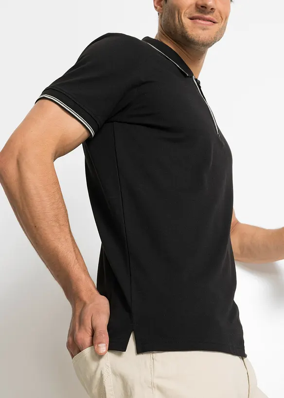Polo in piquet di puro cotone con cerniera, bonprix