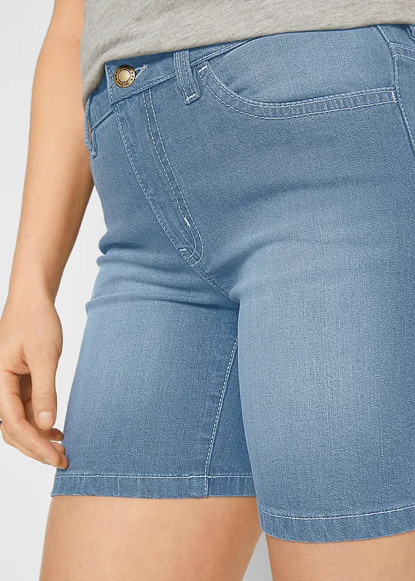 Shorts di jeans slim fit, vita media (pacco da 2), bonprix