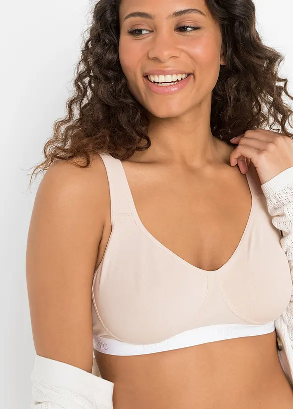 Reggiseno t-shirt senza ferretto con cotone biologico (pacco da 2), bonprix