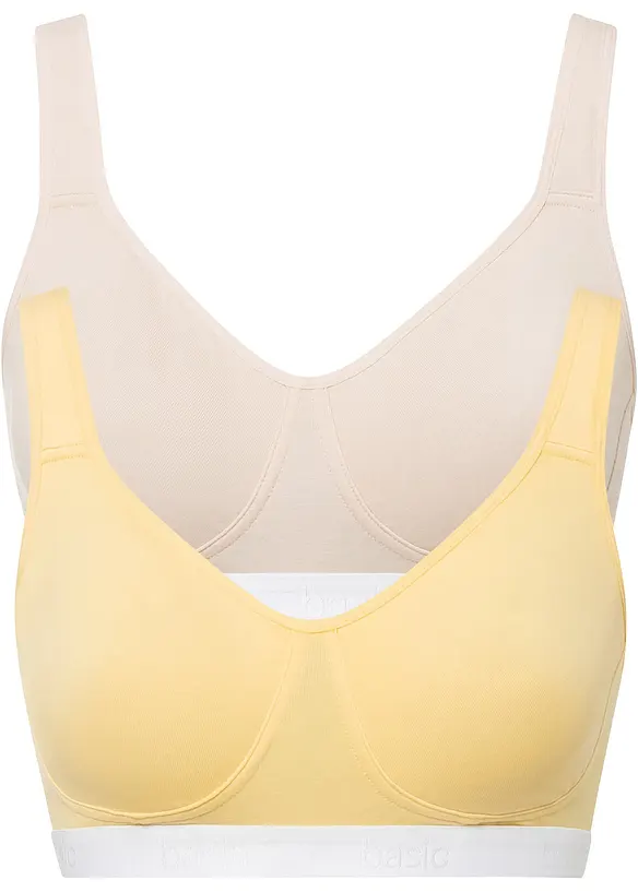 Reggiseno t-shirt senza ferretto con cotone biologico (pacco da 2), bonprix