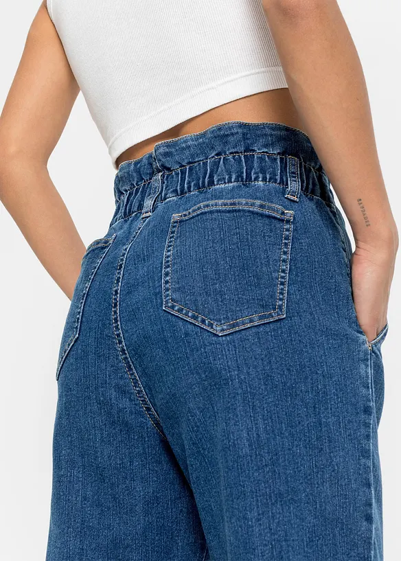 Mom jeans elasticizzati, a vita alta, bonprix