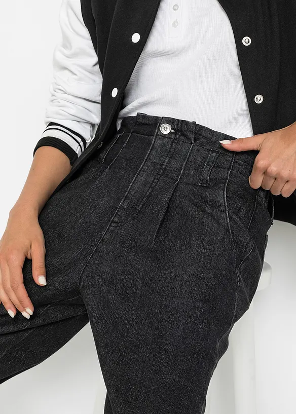 Mom jeans elasticizzati, a vita alta, bonprix