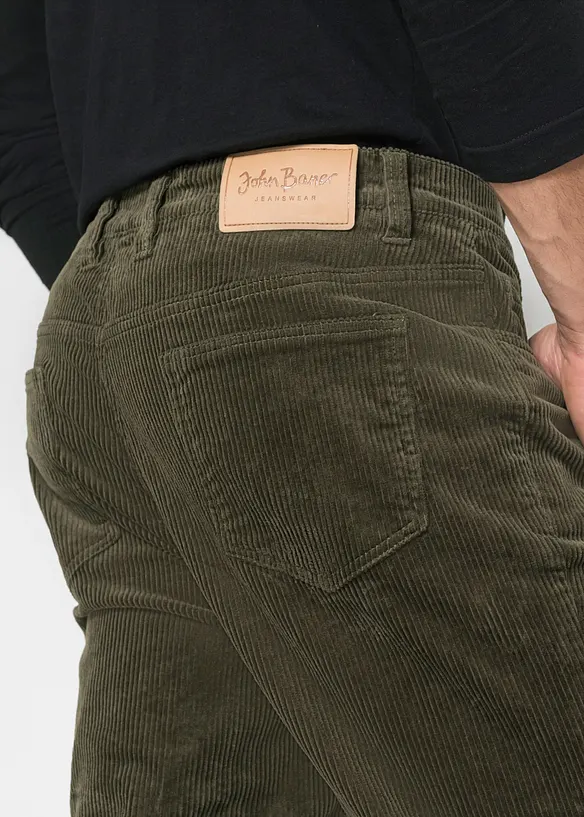 Pantaloni di velluto a coste elasticizzato con taglio comfort, regular fit, bonprix