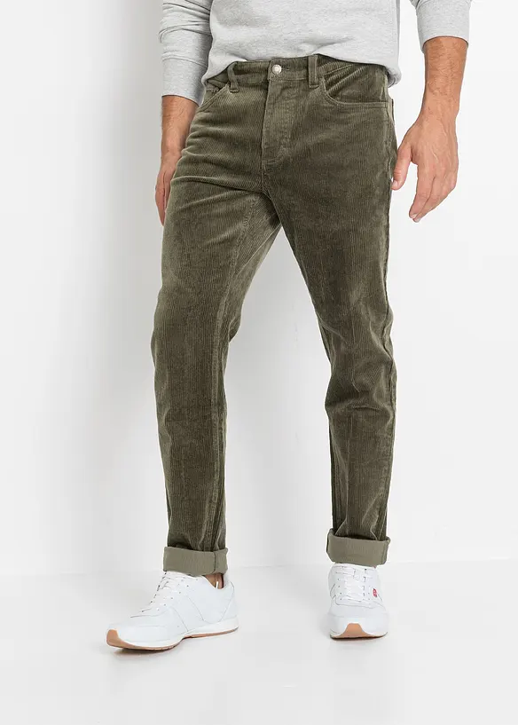 Pantaloni in velluto elasticizzato dal taglio comfort, slim fit, bonprix