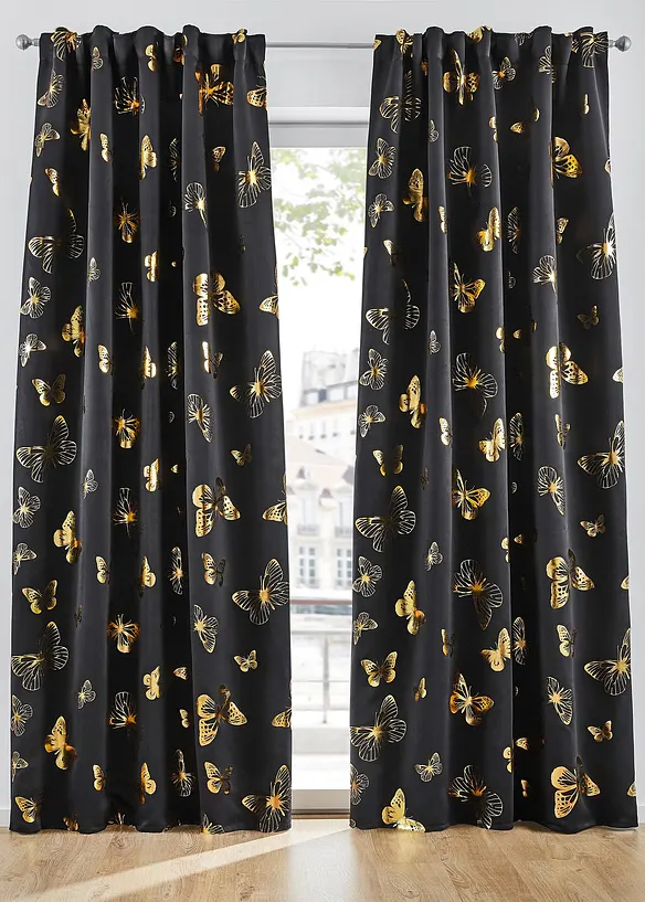 Tenda oscurante con stampa lucida a farfalle (pacco da 1), bonprix