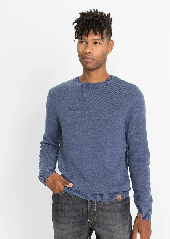 Maglione a girocollo in misto cotone, bonprix