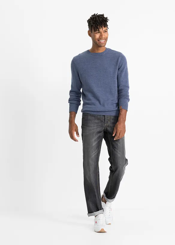 Maglione a girocollo in misto cotone, bonprix