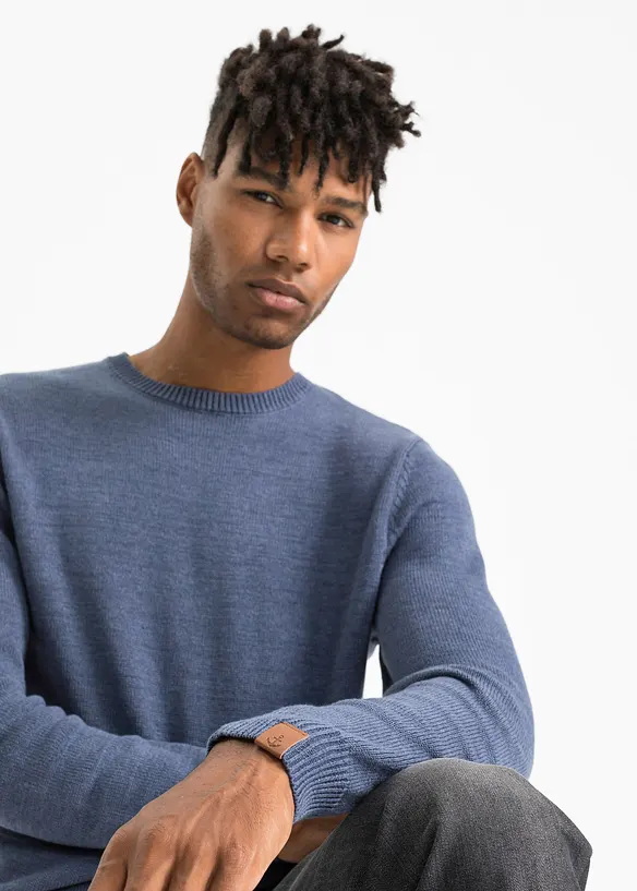 Maglione a girocollo in misto cotone, bonprix
