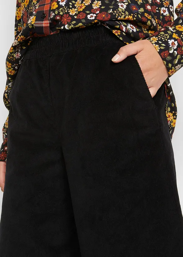 Pantaloni in velluto a coste con cinta comoda, vita alta, bonprix