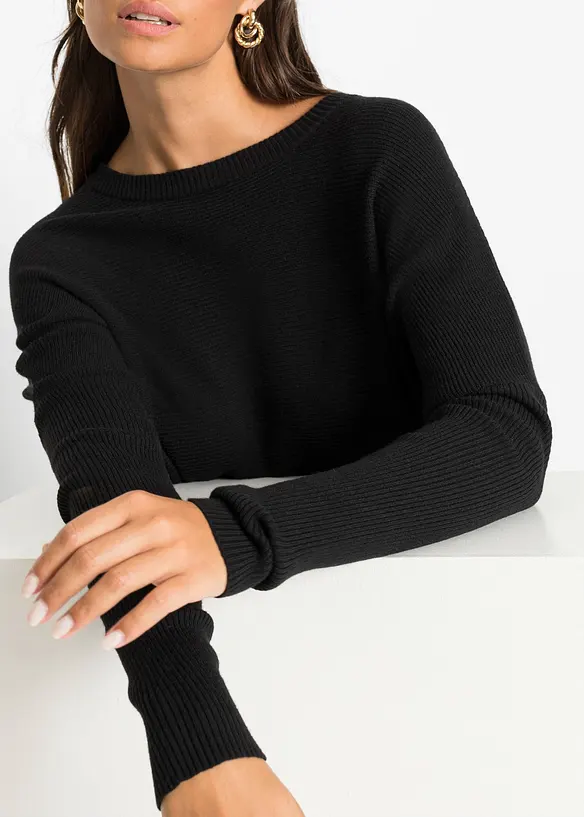 Maglione lungo in misto viscosa, bonprix