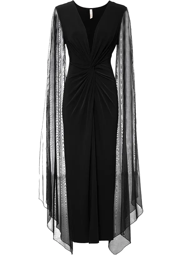 Abito lungo con maniche lunghe in mesh, bonprix
