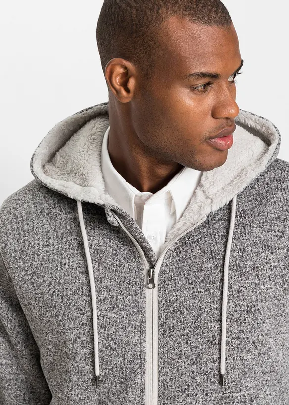 Giacca in pile lavorato a maglia con fodera teddy, bonprix