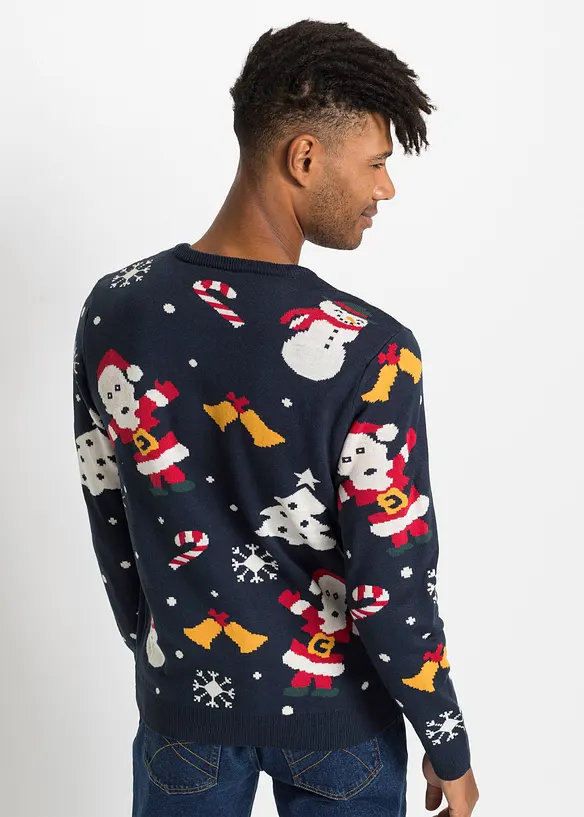 Maglione in filato fine con motivo natalizio, bonprix