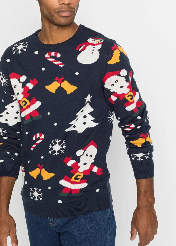 Maglione in filato fine con motivo natalizio, bonprix