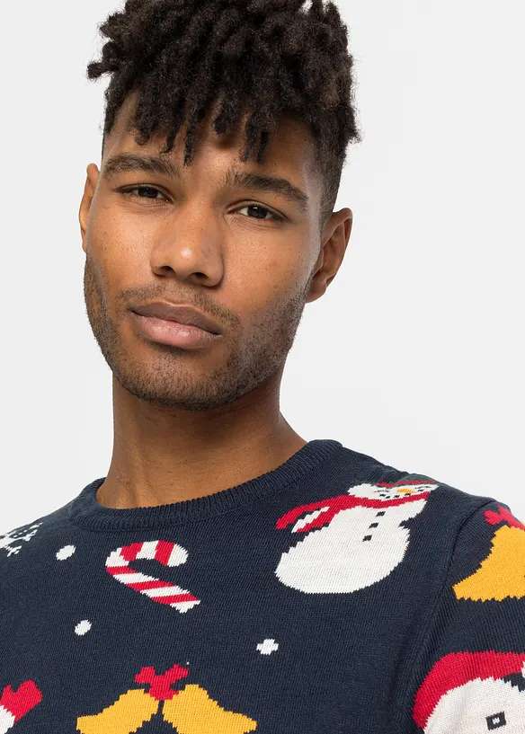 Maglione in filato fine con motivo natalizio, bonprix