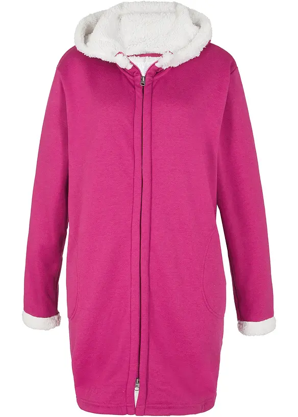Felpa con zip e cappuccio in pile teddy, bonprix