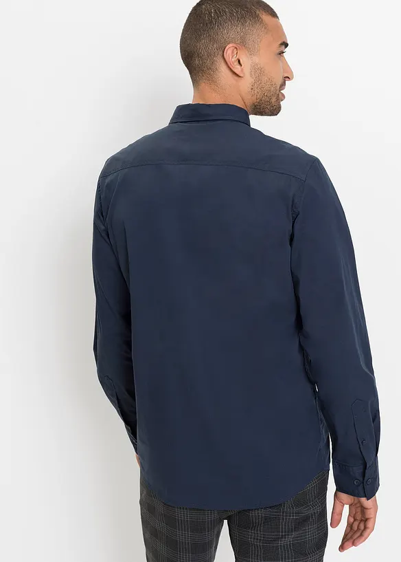 Camicia elasticizzata con cotone, slim fit, bonprix