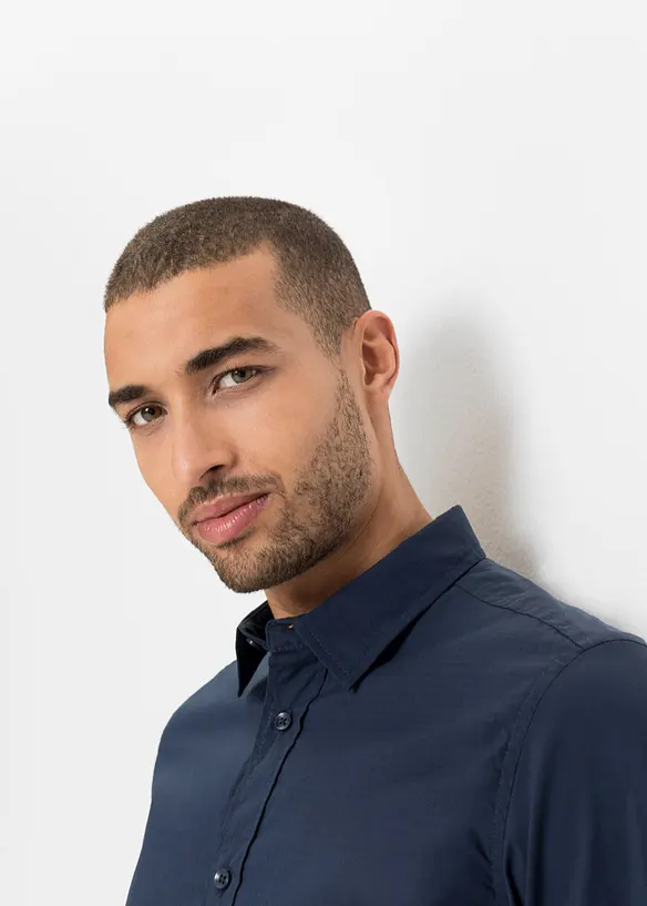 Camicia elasticizzata con cotone, slim fit, bonprix